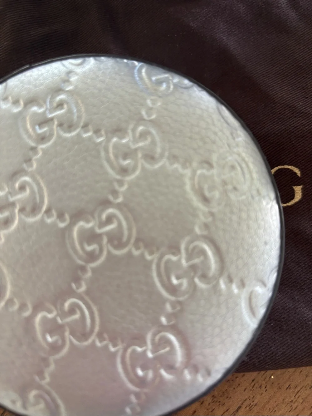 Gucci Candle Holder with lid and glass container with candle.